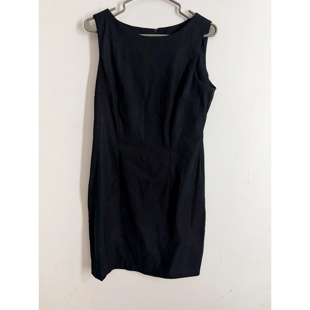 AB Studio Black Sleeveless Sheath Dress 10 Boat Neck Career Little Black Dress